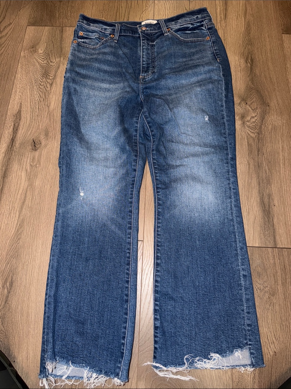 pistola Lennon Distressed Dark Blue Cropped Ankle Jeans, size 30 - Picture 1 of 4